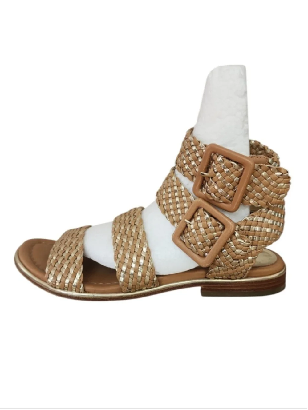 Donald J Pliner Gold Tan Woven Leather Gladiator Sandals Size 6M